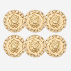 水鑽寶石鏈條獅子鈕扣 23mm, 霧面金, 6個