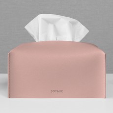 소이믹스 사피아노 가죽 호텔 룸 티슈 케이스 커버, 피치핑크
