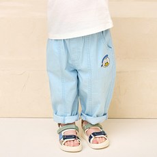 milkmile 兒童海軍鴨寬版水洗牛仔褲