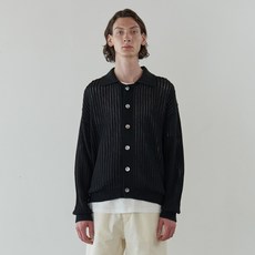 男款鏤空領子開襟衫