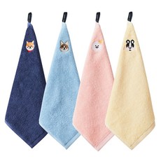 觸感柔軟 40支精梳棉狗狗掛式擦手巾, 粉色+海軍藍+天空藍+黃色, 1組