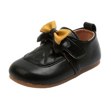 魯路修孩童拼色雙絲帶平底鞋