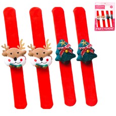 PARTYSHOW 仿貂毛聖誕手鍊 魯道夫 2入 + 聖誕樹 2入 套組, 1套, 混合色