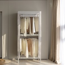 MF MAGIC HOUSE 組裝式更衣間 2層單桿衣架 比基尼衣櫃 + 橡膠槌套組, 白灰色