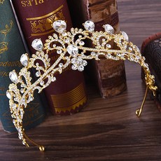 LUNA GLAM 自助婚紗花瓣水晶皇冠 G124, 1個, 金白色