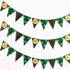 PARTYHAE 紙聖誕復古三角花環 3p, 綠色