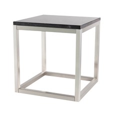 뷰티풀스페이스 대리석 티테이블 협탁 TT-01 400 X 400 X 500 mm, 갤럭시블랙(대리석), 실버 헤어라인(프레임)