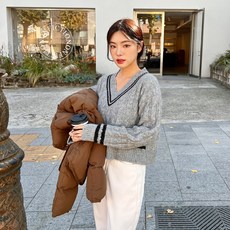 엔비룩 여성용 하이틴 브이 니트