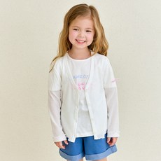 hejmini 女童涼夏亮點標籤羅紋開襟衫