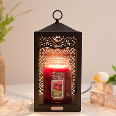 YANKee CANDLe 3段式觸控鏤空雕花燭台+香氛蠟燭組, Black Cherry, 黑色