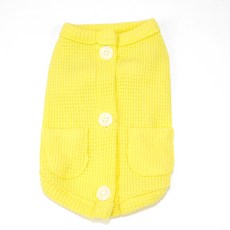 Design Sano 狗狗鬆餅格紋針織開襟衫, 黃色