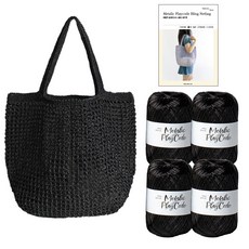 Yarna DIY套組 Play Code 亮片網袋 金屬編織線 70g x 4入 + 印刷圖稿組, 1套, 103 黑色