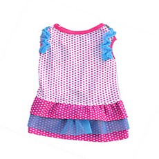 狗狗三層荷葉邊圓點蕾絲網紗洋裝, 粉紅色, 1個