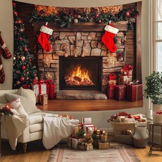 Atihom壁爐快樂聖誕掛毯薄布, 1個, TYPE02