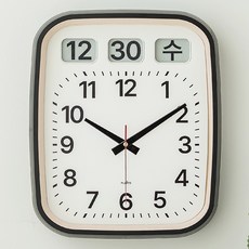 플라이토 이잉크 캘린더 플립 인테리어 무소음 벽시계, 블랙