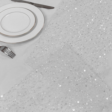 Second Best 亮片珠光派對桌巾, 30 x 275 cm, 白色, 1個