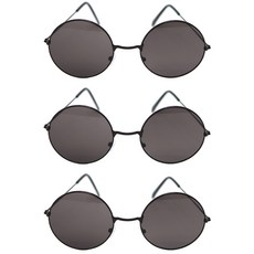 Party09 彩色圓形眼鏡, 黑色, 3個