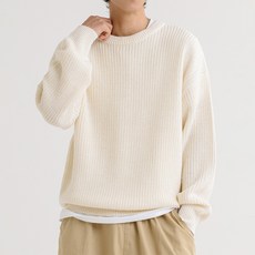 男款頂級可水洗寬鬆圓領Hacci針織衫