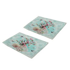 水彩花卉復古東洋畫亞麻餐墊 2入, 10, 45 x 32 cm, 2個