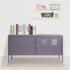 가구느낌 철제 캐비닛 2단, 딥그레이