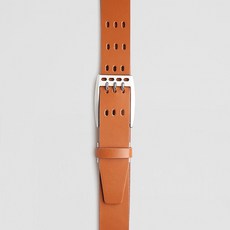 VONIN 男士義大利天然牛皮三孔銀鎳叉扣皮帶