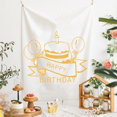 셀레네 옐로우라인 파티 생일 배너, A07