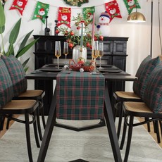 소니오 크리스마스 체크 테이블 러너, 05 딥그린체크, 1개, 120 x 33 cm