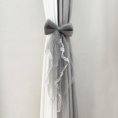 The One Home Deco 蕾絲緞帶窗簾綁帶 20 x 60 cm, 灰色, 1個