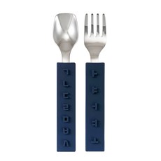 DKU 幼兒用韓文湯匙叉子組, 海軍藍, 1套