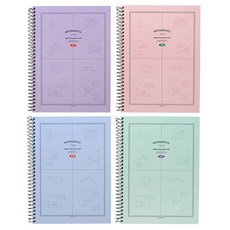 Pinkfoot 4格數學練習本 4款, 紫色+粉色+藍色+薄荷綠, 1組