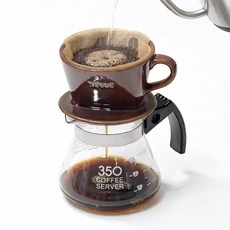 벨르디자인 도담 입문용 핸드드립 세트 1-2인용 브라운, 1세트, 드리퍼 + 서버, 350ml