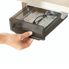 부착식 슬라이드 데스크 히든 서랍, 블랙, 1개