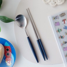 Bogen Eiffel Cutlery 銀色兒童餐具套組, 勺子+筷子, 藍色