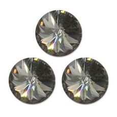 YBK 高級SW水晶寶石立腳鈕扣 11.5毫米 灰色 3個