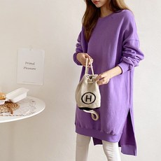 PANG PANG SHOP 寬鬆刷絨長版長袖T恤