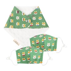 Coney Island 孩童圖案印花立體可調整式口罩 2入+超細纖維圖案印花領巾