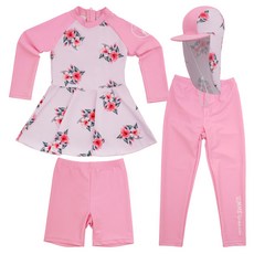 ICE SAND 女童防曬泳衣附遮陽帽4件組 UNU-33103