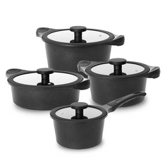 Dream Chef IH感應陶瓷塗層鍋具 4件組, 18人份、20羊肉、24羊肉、24火鍋, 黑色