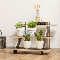 GOODSDECO 酷米卡 底座花盆架, 3層, 胡桃木色