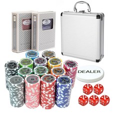 Funicamble Star Clay Chip 100p+鋁銀殼+俱樂部特製德州撲克牌 2p+禮品套組, 混合顏色