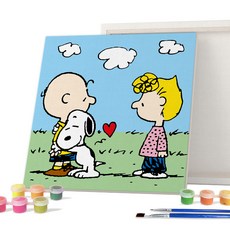 I LOVE PAINTING 花生漫畫 DIY數字油畫 25 x 25 cm, 史努比擁抱, 1個