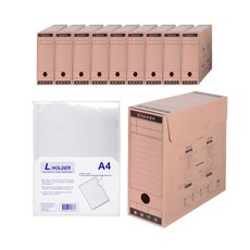 MiDAS Hyunpoong 文件收納盒 FB4041 10p + L 架 10p, 粉色（文件收納盒）、透明（L型架）, 1套