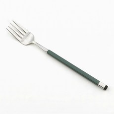 Bogen 方形雙色餐具 晚餐叉, 1個, 橄欖綠 + 銀色