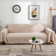 Market Plan 基本款鬆餅格針織沙發套, 1個, 米色