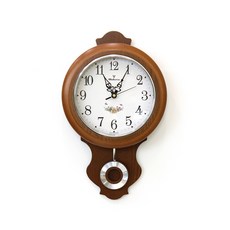 Rolens 胡桃木鐘擺 低噪音掛鐘 + 電池