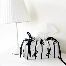 Ignace黑色緞帶面紙盒, 02 直式