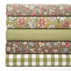 Shushu Room 花卉格紋布料 5款套組 SH-257, 混合色, 1個