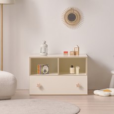 아이든 오픈 서랍한칸 원목발 미포함 수납장 800, 아이보리