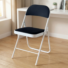 일상도구 패브릭 접이식 철제 의자, 블랙, 1개