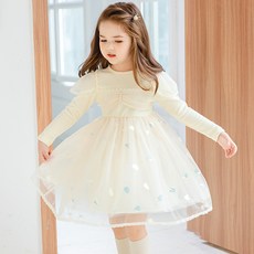 Noble Angel 女童肩部紗紗蕾絲連身裙 No 601